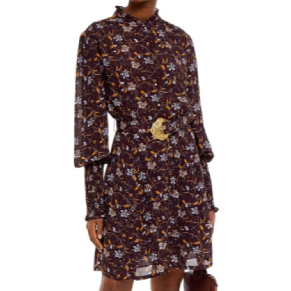 NICHOLAS Agadir Belted Floral Chiffon Mini Dress